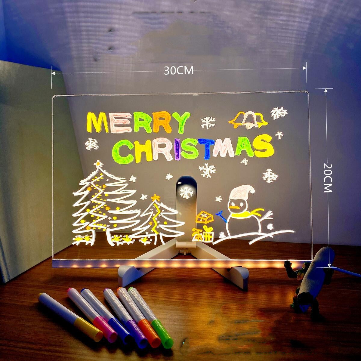 Acrylic DIY Note Board LED Night Light Creative Message Board Holiday Lamp with 7Pens USB LED Desk Lamp Note Daily Moment Painting Lamp