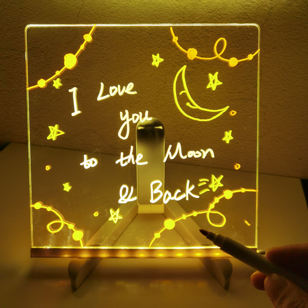 Acrylic DIY Note Board LED Night Light Creative Message Board Holiday Lamp with 7Pens USB LED Desk Lamp Note Daily Moment Painting Lamp